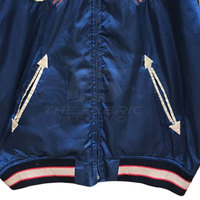 Veste Sukajan de style urbain d'hiver respirante et écologique de qualité supérieure pour hommes, col montant, logo personnalisé, tissu satiné lisse sur le devant
