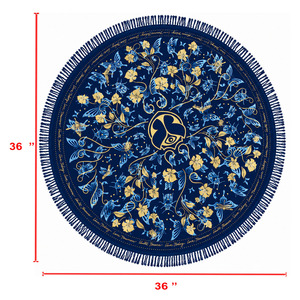Toalla de Playa Redonda Grande con Borlas de Secado Rápido, Hermoso Diseño Estampado, Color Azul, Toalla Redonda con Mandala para la Playa - Product Image 6