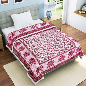 Couette pour lit simple en coton pur 400 fils, imprimé jaipuri jaune, légère, douce, faite à la main, style bohème, 85 x 55 pouces - Product Image 6