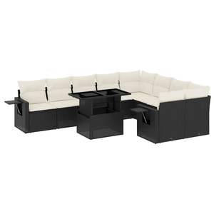 Black Garden <b>Sofa</b> Set D0100XFYEQX Outdoor Furniture UV Resistant PE <b>Rattan</b> High Density Foam Cushions Contemporary Design - Product Image 4