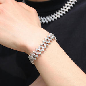 Pulsera de Eslabones Cubanos de Plata de Ley Premium con Moissanita, Cadena de Muñeca de Lujo Estilo Hip Hop, Joyería Fina y Atrevida, Regalo Unisex - Product Image 1