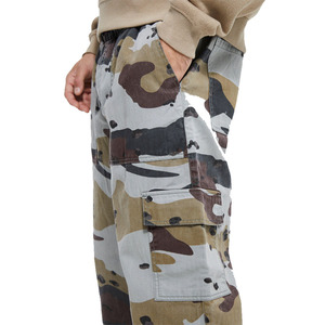 Pantalon cargo camouflage pour homme de qualité supérieure, 6 poches, coupe ample, style décontracté, pantalon cargo en toile de coton, taille élastique, pantalon camouflage - Product Image 2