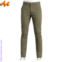 Pantalones Chinos Casuales para Hombre, Color Sólido, Corte Recto Ajustado, Cintura Media, Spandex/Algodón, Transpirables, Protección UV, Cierre de Botón, Uso Diario