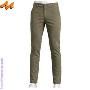 Pantalones Chinos Casuales para Hombre, Color Sólido, Corte Recto Ajustado, Cintura Media, Spandex/Algodón, Transpirables, Protección UV, Cierre de Botón, Uso Diario - Product Image 2