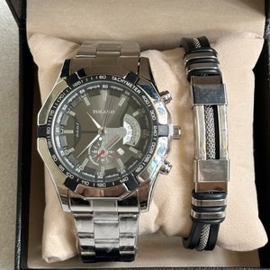 6243 Juego de 3 Relojes de Cuarzo Dorados de Lujo para Hombre, Reloj Deportivo de Moda, Juego de Relojes de Joyería para Hombre - Product Image 5