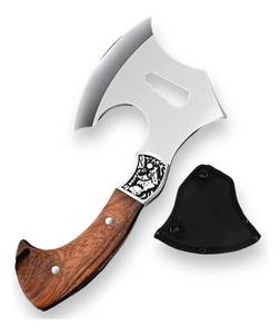 ขวานแคมป์ปิ้งอุตสาหกรรม ขวานเอาตัวรอด ใบมีดเหล็กกล้าไร้สนิม ขวานบุชคราฟท์สำหรับกิจกรรมกลางแจ้ง ปลอกไนลอน ด้ามไม้ อุปกรณ์แคมป์ปิ้ง - Product Image 6