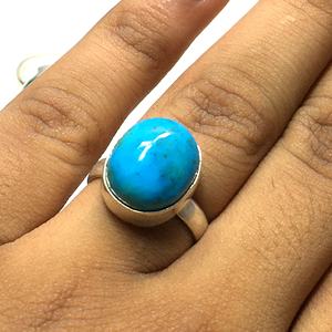 Turquoise Gemstone <b>Ring</b> High Quality Silver Jewelry for Engagement Anniversary Gift Natural Good Quality Oval Shape for Party - Product Image 2