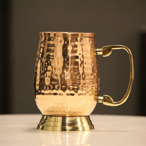 Taza de Cobre con Asa Dorada, Clásica, Ecológica y Aislada, FAIZA CRAFT, con Caja de Color Personalizada para Uso en el Hogar y Fiestas - Product Image 1