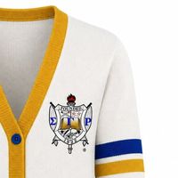 Cardigan d'hiver Sigma Gamma Rho en maille épaisse et respirante, brodé de lettres grecques, col en V classique, décontracté