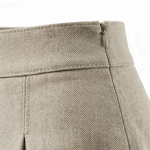 Minifalda de Mujer, Cintura Alta, Plisada, Corte en A, Color Sólido, Tela de Lana, Cómoda, Estilo para Todas las Temporadas - Product Image 4