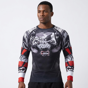 Chemise de sport pour homme à manches longues, imprimé loup, séchage rapide, polyester - Product Image 6