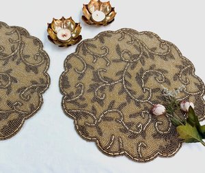 Handmade Beaded Placemat <b>Round</b> Table <b>Mat</b> Embroidered Floral Decorative <b>Mats</b> for Home Hotel Wedding Party - Product Image 5