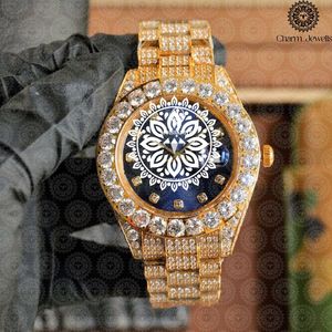 Reloj de Cuarzo Analógico Redondo con Incrustaciones de Diamantes para Mujer, de Lujo, de Acero Inoxidable, 38 mm, con Cierre Plegable, Charm_Jewells - Product Image 2