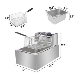 Friggitrice Elettrica EH81 2500W MAX 110V, 6.3QT/6L, Cilindro Singolo in Acciaio Inox, Spina USA - Product Image 2
