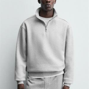 Custom <b>Men</b> Quarter Zip Sweatshirt Heavyweight Cotton <b>Pullover</b> Oversized Streetwear Half Zip Hoodie USA Winter Fashion - Product Image 5