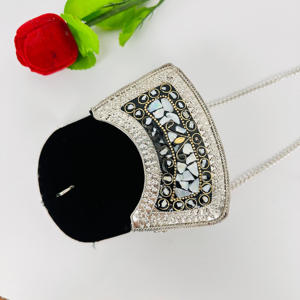 Handmade Mosaic Metal Firoza Crossbody Bag with Antique Stone <b>Mother</b> <b>of</b> <b>Pearl</b> Bohemian Style Zipper Closure Waterproof for Women - Product Image 4