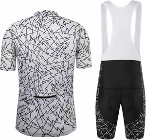 Men's <b>Cycling</b> <b>Jersey</b> Set <b>White</b> Short Sleeve Shirt with Black Bib Shorts Breathable Sublimation Print Pattern - Product Image 5