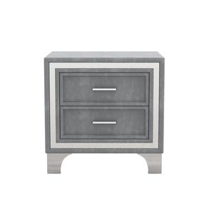 Juego de Dormitorio Gris Tamaño Queen de 3 Piezas, Cama Tapizada con Plataforma, Luces LED y Dos Mesitas de Noche - Product Image 3