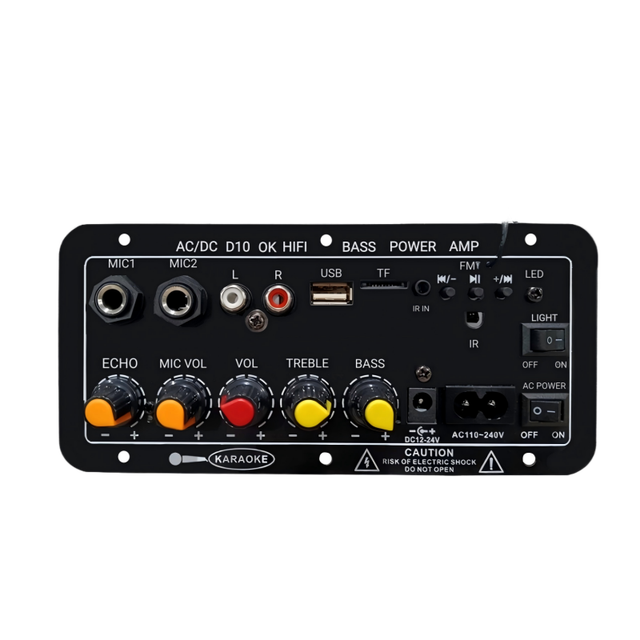For 5.0 Mono Channel Home Amplifier 30-120W Class D Output 4 Ohm FM Radio USB/TF/SD Mic Remote Control Bass Control Mini