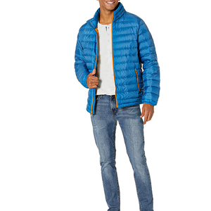 Men's Custom Logo Puffer <b>Coat</b> <b>Lightweight</b> Puffy Jacket Stand Collar Winter Wear <b>Coat</b> for Men Windproof Zipper Closure Jacket - Product Image 4