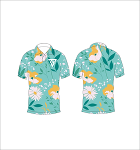 Polo pour homme à manches courtes, imprimé floral bleu aqua et jaune, décontracté, pour l'été, pour le golf - Product Image 6