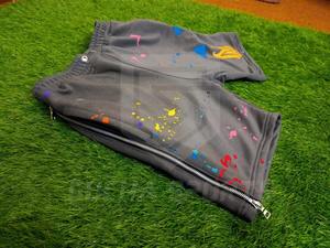 2024 pantalones cortos de lana de algodón 100% para hombre, pantalones cortos multicolores con estampado de salpicaduras en 3D, cremallera de rayas laterales para verano y primavera - Product Image 2