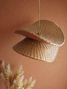 Handmade Natural Fiber Rattan Lampshade Twin-Rim Ripple Pendant <b>Light</b> Fixture Nordic Ceiling <b>Chandelier</b> for Bedroom - Product Image 3