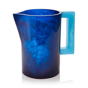 Modern Resin Water Jug <b>Blue</b> White Marbled Design With Green Handle Eco-Friendly Drinkware Pitcher In Hot Sale - Product Image 3