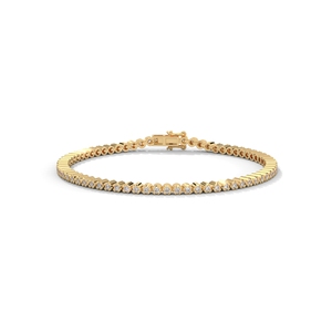 14K Gold Bezel <b>Set</b> Tennis Bracelet Lab Grown Diamond <b>Bangle</b> Luxury Jewelry for Women Gift Party - Product Image 1