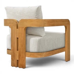 Chaise longue d'extérieur scandinave en teck massif avec coussin imperméable résistant aux intempéries, mobilier pour hôtel et villa, OEM ODM - Product Image 3