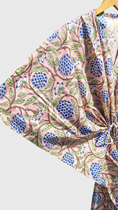 Women's Pink Satin <b>Kimono</b> Robe Floral Print V Neck Half Sleeve Long Soft <b>Vintage</b> Cover Up - Product Image 5