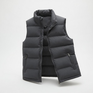Wholesale Custom OEM Printed Fleece Puffer <b>Jacket</b> <b>Men</b> Casual Zipper Front Winter Stand Half Sleeves <b>Lightweight</b> Windproof - Product Image 3