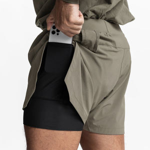 Workout Joggers Shorts for Men Fitness Quick Dry Breathable Training Double <b>Layer</b> Shorts With Pocket Compression Gym Shorts - Product Image 1