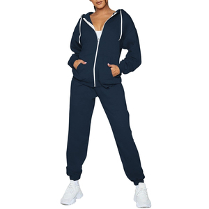 Ensemble de survêtement décontracté pour femmes, sweat-shirt à capuche et pantalon, deux pièces, couleur unie, coupe ample, manches longues, vêtements d'automne - Product Image 1