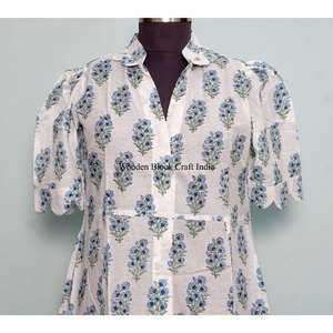 Vestido de Algodón Vintage Estilo Bohemio Ecológico Hecho a Mano con Detalle de Botones, Manga Corta, Silueta en A para Mujer, Casual de Oficina - Product Image 2