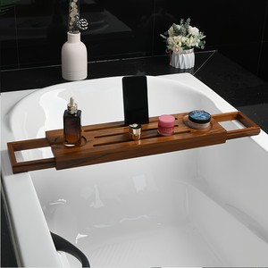 Wooden Bathtub <b>Caddy</b> <b>Bath</b> <b>Tray</b> for Tub Rectangle Minimalist Style Non-Slip Bathtub Rack for Bathroom Accessory, Spa Gift - Product Image 4