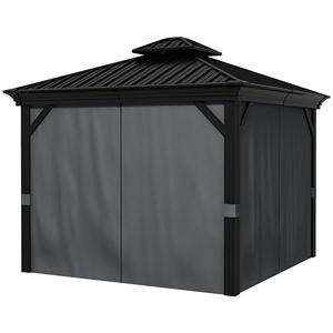 Gazebo con Tetto Rigido 3x3,6m, Doppio Tetto, Elegante Struttura in Alluminio, Pareti Laterali Grigio Scuro, Padiglione Permanente per Patio, Giardino, Terrazza - Product Image 1