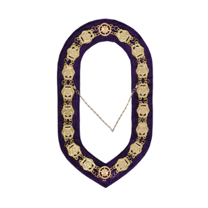 Collier chaîne en velours violet OES de qualité supérieure, accessoires maçonniques Étoile d'Orient dorés, artisanat métallique de style antique - Product Image 1