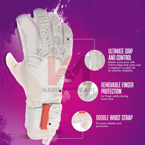 Gants de gardien de but de football de qualité supérieure, paume en latex à adhérence durable pour l'entraînement et les matchs, avec fermeture élastique au poignet - Product Image 3