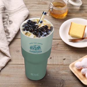 Gobelet isotherme à double paroi en acier inoxydable 18/8 avec revêtement en porcelaine, 30 oz/900 ml, pour thé Boba, avec paille et sac de transport, maintient au chaud/froid 4-6h - Product Image 6