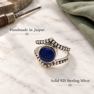 <b>Lapis</b> <b>Lazuli</b> <b>Ring</b> Sterling Silver Bezel Setting Boho Statement <b>Ring</b> September Birthstone - Product Image 4