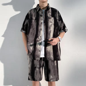 Ensemble de chemises à manches courtes pour hommes OEM 2026 – Nouvelle collection été décontractée, style coréen, color-block, coupe ample, imprimé - Product Image 5