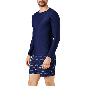 <b>Men</b>’s Long Sleeve Rash Guard UV Protection Quick-Dry Moisture-Wicking Athletic Shirt for <b>Swimming</b> Surfing Training Navy - Product Image 1