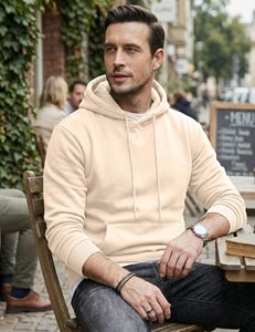 Custom logo <b>Men</b> Hoodies Unisex High Quality Anti-shrink Heavyweight Oversize Streetwear <b>Pullover</b> Stringless Hoodie Cotton Fleece - Product Image 5