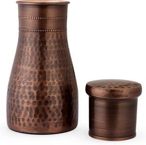 Bouteille d'eau artisanale en cuivre martelé à la main avec accents personnalisés – Bouteille d'hydratation en cuivre pour décorations de mariage et de fête - Product Image 6