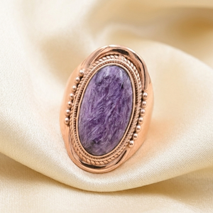 Purple Charoite Gemstone <b>Ring</b> 925 Sterling <b>Silver</b> Handmade Statement <b>Ring</b> Yellow Gold Rose Gold Plated Jewelry for women <b>Men</b> Her - Product Image 2