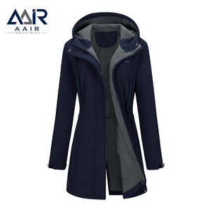 AAIR Industries <b>Women's</b> Hooded Long <b>Jacket</b> Polyester Windproof <b>Utility</b> Coat with Zipper Closure Solid Color Full Sleeve Autumn - Product Image 3