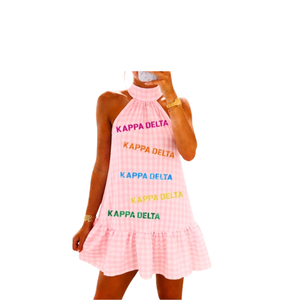 เดรสลำลองผู้หญิงสำหรับฤดูร้อน คอทรงโอ ความยาวเหนือเข่า ตกแต่งด้วยเลื่อม ผ้าระบายอากาศได้ดี ผลิตจากวัสดุที่ยั่งยืน พร้อมซับในผ้าฝ้าย - Product Image 3