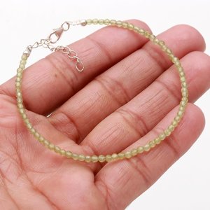 Natural Peridot Faceted Round Gemstone <b>Beaded</b> <b>Bracelet</b> 2MM Handmade Dainty Peridot Stone <b>Bracelet</b> for Women and <b>Men</b> Wholesale - Product Image 2