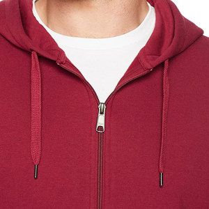 <b>Men's</b> <b>Red</b> Hooded Zip-Up <b>Sweatshirt</b> Regular Fit Cotton French Terry Casual Autumn Wear - Product Image 4